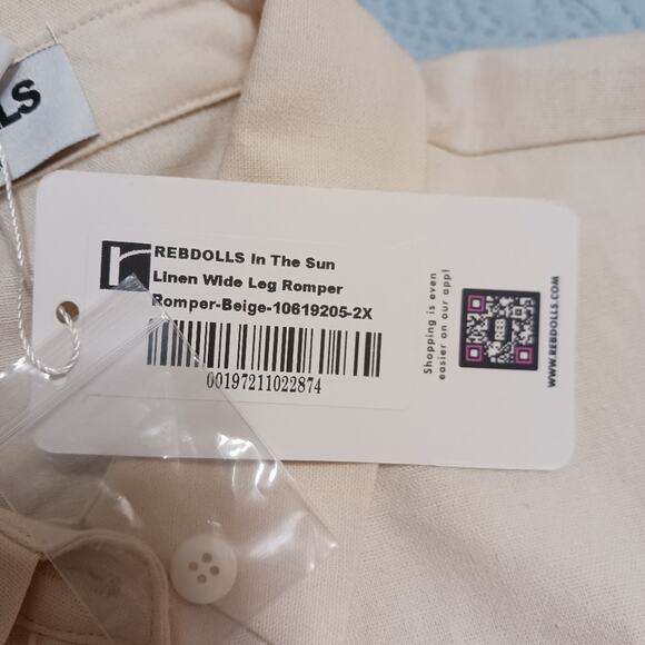 NWT Rebdolls linen blend romper 2X summer travel beach cruise vacation festival - Picture 14 of 15